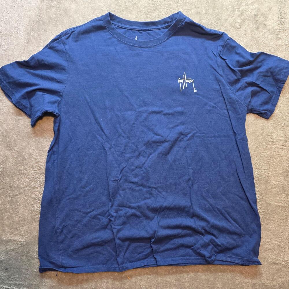 Guy Harvey Tuna Shirt Mens XL Blue Yellowfin Fish Ocean Art Graphic T-Shirt